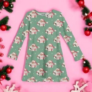 Bunny Knots Velveteen Size 10 Festive Green Kids Pajamas